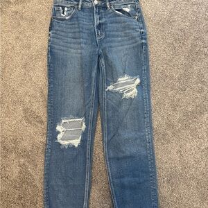 American Eagle Outfitters Ripped Blue Straight Leg Jeans